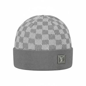 Louis Vuitton Men's Gray Checkered Beanie